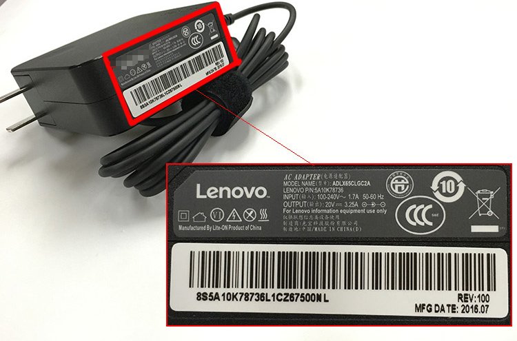 Cargador Lenovo IBM 20V 3.25A Pin Central